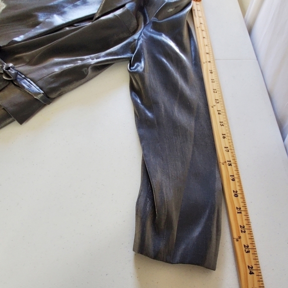Gantos Silver Metallic Tie Front Blazer Size 14 Evening Jacket Mini Dress - Picture 12 of 15